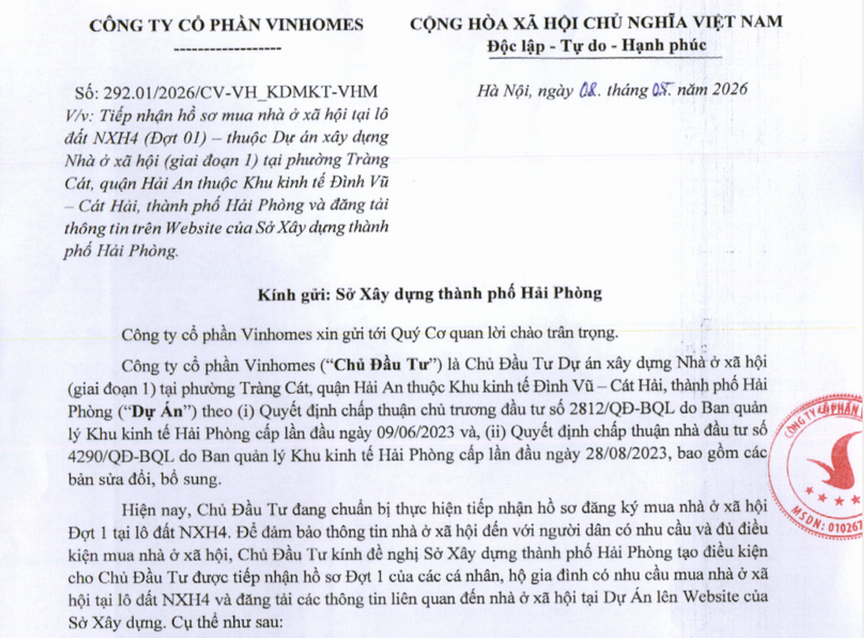 Thông báo của Sở Xây dựng TP. Hải Phòng