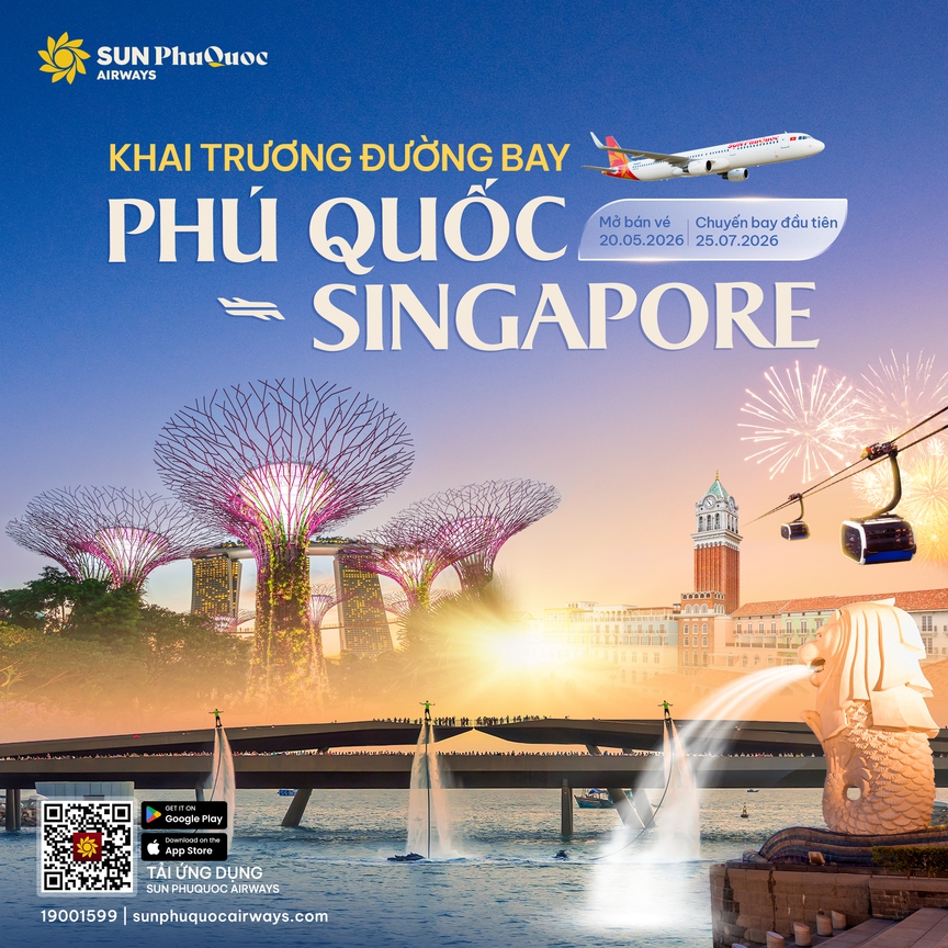 Hôm nay, hãng hàng không trẻ nhất Việt Nam chính thức mở bán vé đường bay thẳng đến 'quốc đảo sư tử'- Ảnh 1. Hôm nay, hãng hàng không trẻ nhất Việt Nam chính thức mở bán vé đường bay thẳng đến 'quốc đảo sư tử'- Ảnh 1.