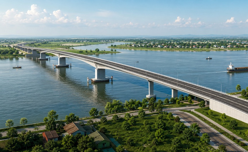 Cầu vượt sông gần 600 tỷ, thay thế cho cầu phao đã hoạt động 30 năm ở Ninh Bình nỗ lực gỡ khó, hoàn thành sau 1 năm nữa- Ảnh 1. Cầu vượt sông gần 600 tỷ, thay thế cho cầu phao đã hoạt động 30 năm ở Ninh Bình nỗ lực gỡ khó, hoàn thành sau 1 năm nữa- Ảnh 1.