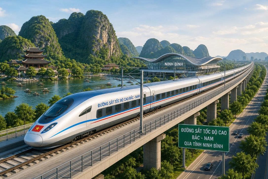 Đường sắt tốc độ cao Bắc - Nam đoạn qua tỉnh Ninh Bình. Ảnh minh họa