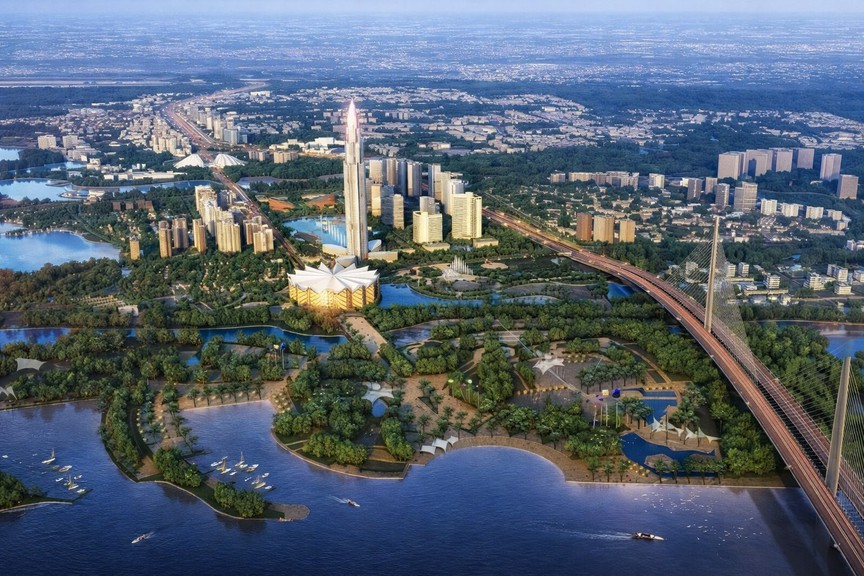 Việt Nam lần đầu tiên trong lịch sử sẽ có tháp chọc trời 108 tầng cao 639m cạnh cây cầu dây văng thép lớn nhất cả nước- Ảnh 1.