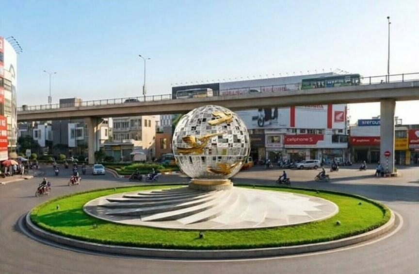 Thành phố giàu nhất Việt Nam sắp có vòng xoay trăm tỷ: Là cửa ngõ sân bay với biểu tượng chim Lạc ở trung tâm - Ảnh 1.