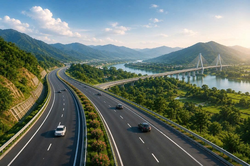 Tuyến đường Việt Trì - Hòa Bình, kết nối cao tốc Nội Bài - Lào Cai với cao tốc Hòa Bình - Sơn La. Ảnh minh họa
