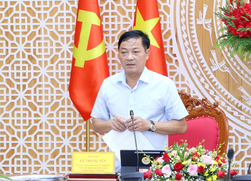 Phó Chủ tịch Thường trực UBND tỉnh Lê Trọng Yên phát biểu tại buổi làm việc. Nguồn ảnh: UBND tỉnh Lâm Đồng