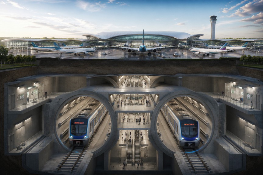 Việt Nam lần đầu tiên dự kiến xây dựng 2 tuyến metro ngầm ngay dưới sân bay lớn bậc nhất cả nước - Ảnh 3.