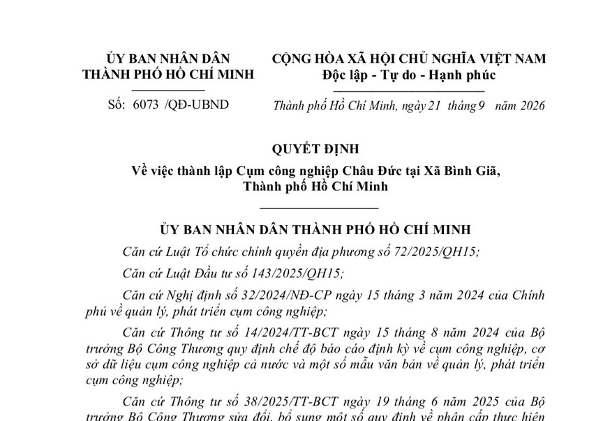 TP.HCM: Thành lập Cụm công nghiệp Châu Đức quy mô 32ha, vốn đầu tư hơn 405 tỷ đồng - Ảnh 1.