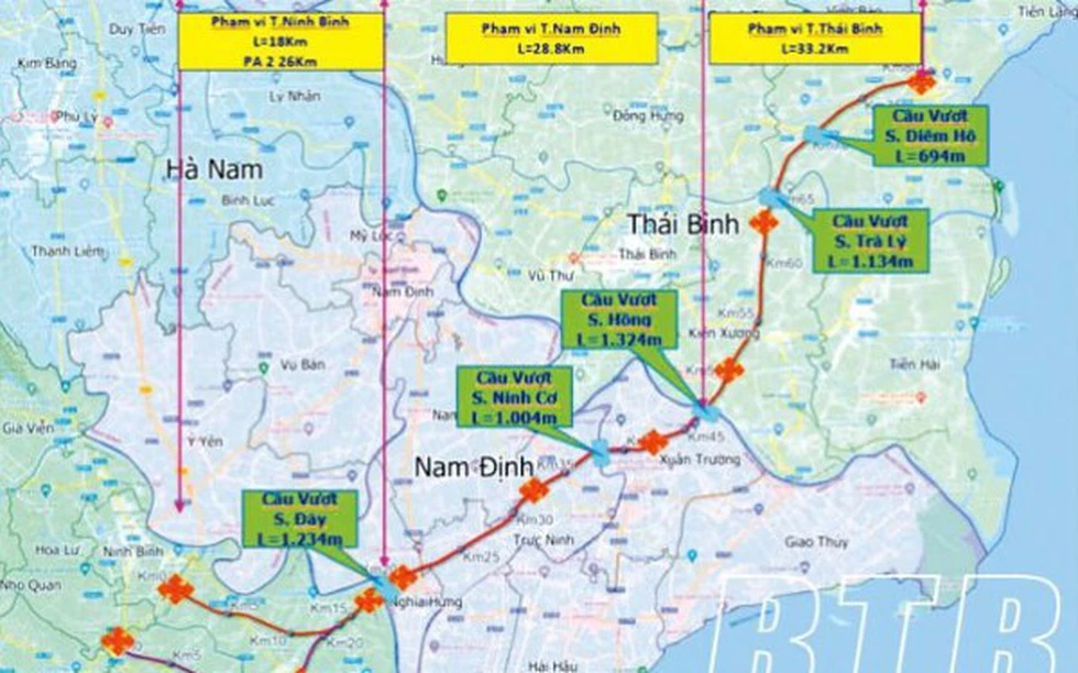 Chuẩn bị xây dựng cao tốc Nam Định - Thái Bình dài 60km với 4 làn xe