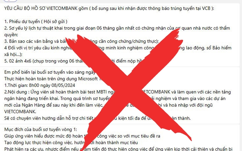 Vietcombank cảnh báo lừa đảo