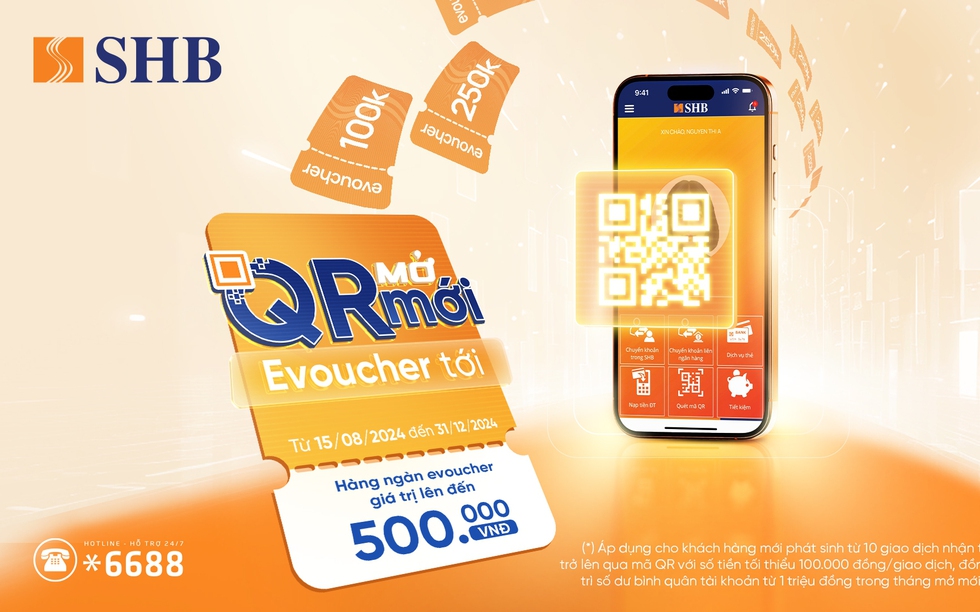 Nhận ngay E-voucher trị giá tới 500.000 VNĐ khi nhận tiền qua QRCode SHB