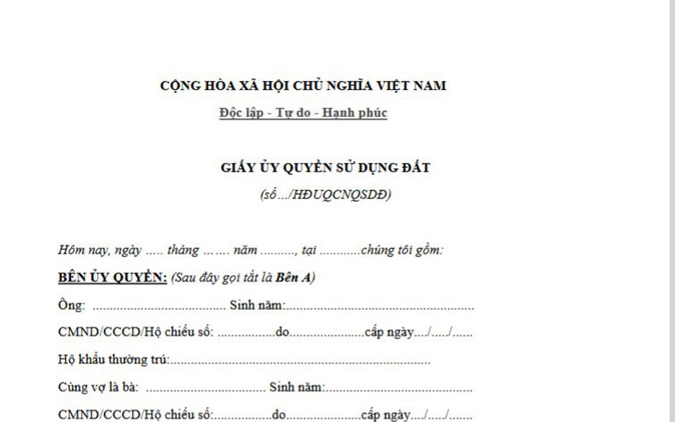 Mẫu giấy ủy quyền sử dụng đất viết tay: Cách viết và những lưu ý quan trọng
