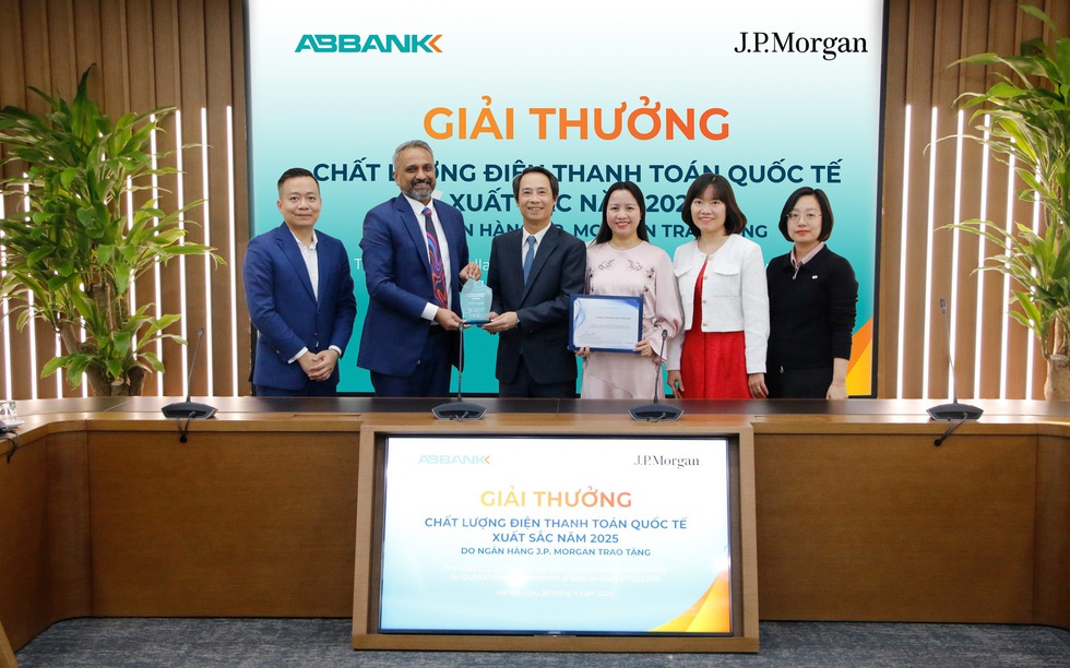 Hai năm liên tiếp ABBANK được J.P. Morgan vinh danh chất lượng điện thanh toán quốc tế xuất sắc
