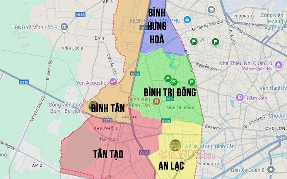 Cập nhật các phường ở quận Bình Tân sau sáp nhập TP.HCM