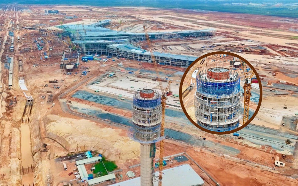 Tháp không lưu 3.500 tỷ cao nhất Việt Nam tại siêu sân bay 16 tỷ USD đã thành hình: Diện mạo hiện đại, hài hòa với nhà ga hành khách
