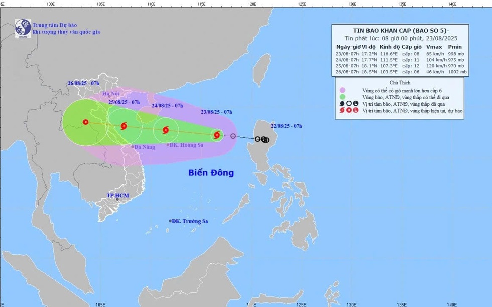 Bộ Xây dựng ra công điện khẩn chỉ đạo ứng phó bão số 5