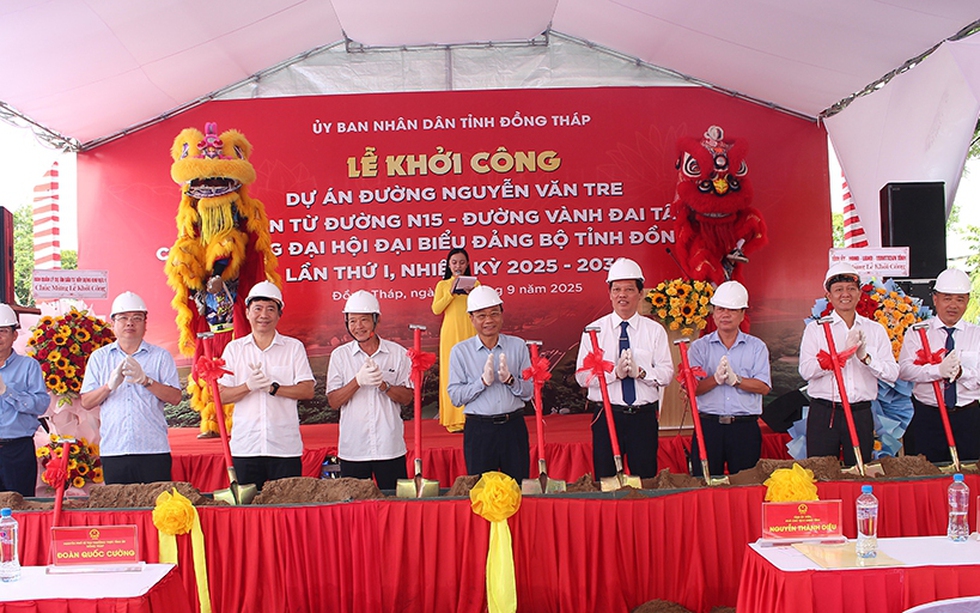 Đồng Tháp khởi công dự án đường Nguyễn Văn Tre chào mừng Đại hội Đảng bộ tỉnh