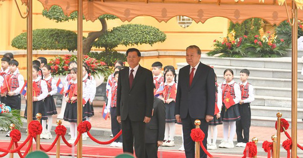 Tổng Bí thư Tô Lâm chủ trì Lễ đón Tổng Bí thư, Chủ tịch nước Lào Thongloun Sisoulith