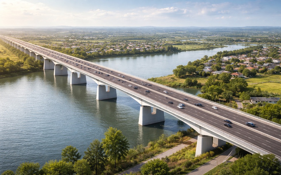 Cầu vượt sông quan trọng của tuyến đường Vành đai 4 - Vùng Thủ đô đón tin vui