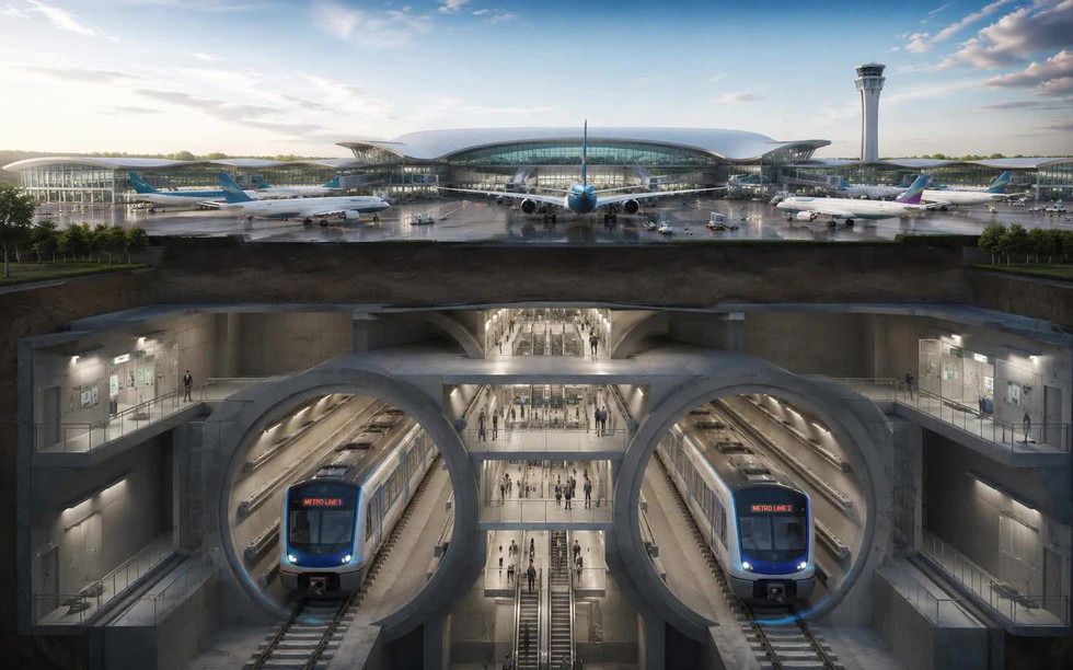 Việt Nam lần đầu tiên dự kiến xây dựng 2 tuyến metro ngầm ngay dưới sân bay lớn bậc nhất cả nước