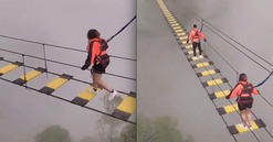 Cầu treo Việt Nam mạo hiểm bậc nhất Đông Nam Á: Chỉ vài tấm gỗ lơ lửng trên độ cao 2.000m để du khách check-in trên mây
