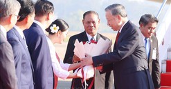 Tổng Bí thư Tô Lâm đến thủ đô Viêng Chăn, bắt đầu thăm cấp Nhà nước tới Lào