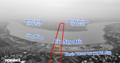 Toàn cảnh vị trí sẽ xây dựng cầu Ngọc Hồi với 6 làn xe