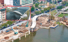 Cầu đi bộ nghìn tỷ vượt sông sở hữu kiến trúc độc đáo nhất thế giới tại Việt Nam dần thành hình