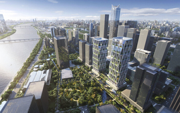 Tháp đôi văn phòng cao đến 200m sắp hoàn thiện: Quy mô hơn 170.000m2, kiến trúc ‘khoác’ lưới kim cương ấn tượng