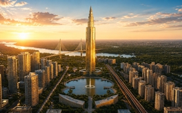 Việt Nam lần đầu tiên trong lịch sử sẽ có tháp chọc trời 108 tầng cao 639m cạnh cây cầu dây văng thép lớn nhất cả nước