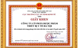 HAPHARCO vinh dự nhận Giấy khen của Cục An ninh Kinh tế - Bộ Công an