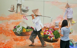 Zoom in the initial mural sketches on Hanoi old railway arch spans