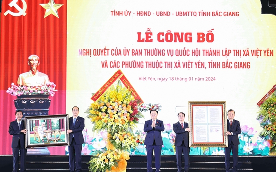 Bắc Giang: Lễ công bố Nghị quyết của Quốc hội về thành lập thị xã Việt Yên