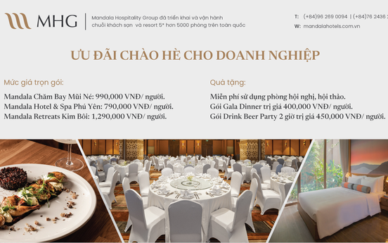 Chuỗi khách sạn 5* ưu đãi hè phòng hội thảo và ẩm thực trọn gói chỉ 790K/ Người