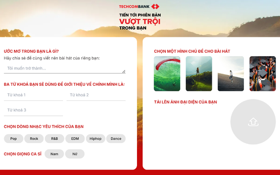 Techcombank kết hợp cùng AI tạo nên hàng nghìn bài hát cổ vũ 'Phiên bản vượt trội trong bạn'