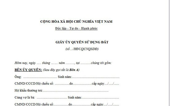 Mẫu giấy ủy quyền sử dụng đất viết tay: Cách viết và những lưu ý quan trọng