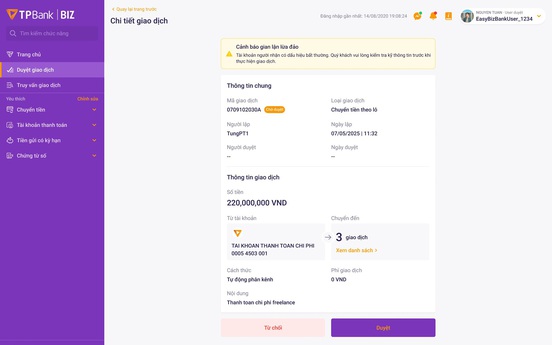 TPBank tiên phong triển khai hệ thống cảnh báo rủi ro lừa đảo trên tất các các kênh giao dịch