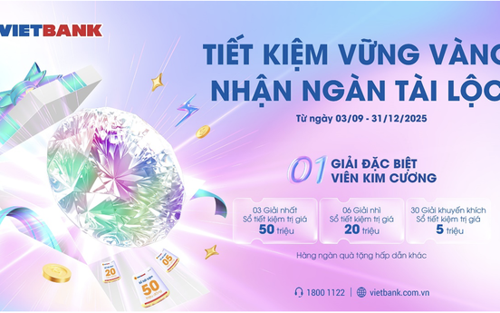 Vietbank tung chiêu khuyến mại gần 5 tỷ đồng, cơ hội trúng viên kim cương 500 triệu đồng