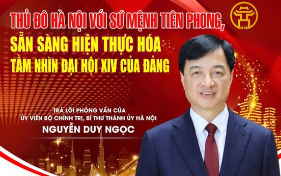 Trả lời phỏng vấn của Ủy viên Bộ Chính trị, Bí thư Thành ủy Hà Nội Nguyễn Duy Ngọc: Thủ đô Hà Nội với sứ mệnh tiên phong, sẵn sàng hiện thực hóa tầm nhìn Đại hội XIV của Đảng