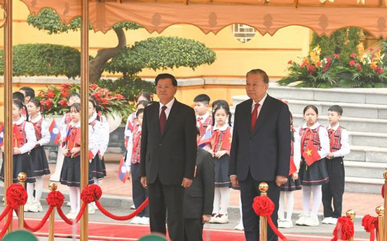 Tổng Bí thư Tô Lâm chủ trì Lễ đón Tổng Bí thư, Chủ tịch nước Lào Thongloun Sisoulith