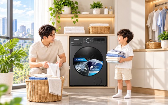 Bộ đôi giặt sấy Funiki giúp gia đình trẻ chủ động chăm sóc quần áo hằng ngày