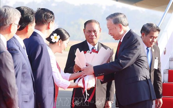 Tổng Bí thư Tô Lâm đến thủ đô Viêng Chăn, bắt đầu thăm cấp Nhà nước tới Lào