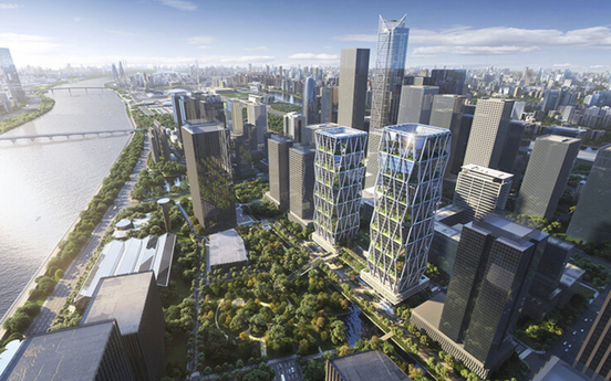 Tháp đôi văn phòng cao đến 200m sắp hoàn thiện: Quy mô hơn 170.000m2, kiến trúc ‘khoác’ lưới kim cương ấn tượng