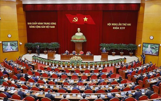 Thông cáo báo chí về ngày làm việc thứ hai Hội nghị Trung ương 2 khoá XIV