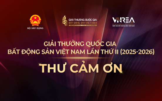 Thư cảm ơn về thành công của Giải thưởng Quốc gia Bất động sản Việt Nam lần thứ II