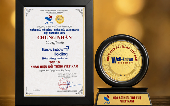 Eurowindow Holding nằm trong "Top 10 Nhãn hiệu nổi tiếng Việt Nam" ngành Bất động sản - Xây dựng