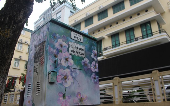 Hàng loạt bốt điện ở Hà Nội được "khoác" áo hoa mới