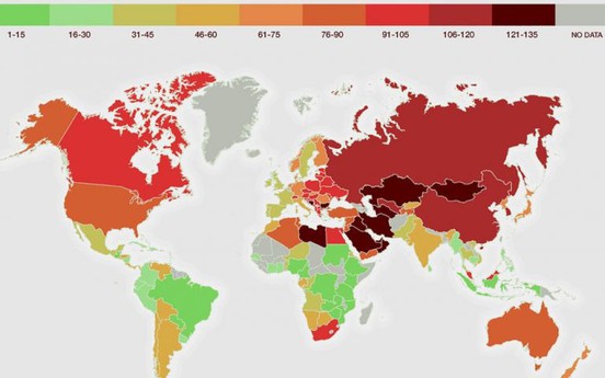 Hoang mang xem bản đồ "ô nhiễm" thế giới mới được công bố