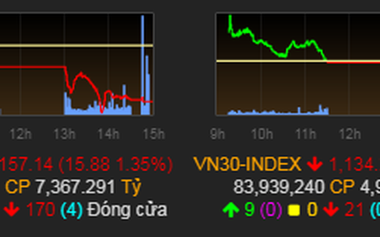 Thứ Sáu ngày 13 "đen tối", cổ phiếu ngân hàng và dầu khí kéo VN-Index giảm hơn 16 điểm