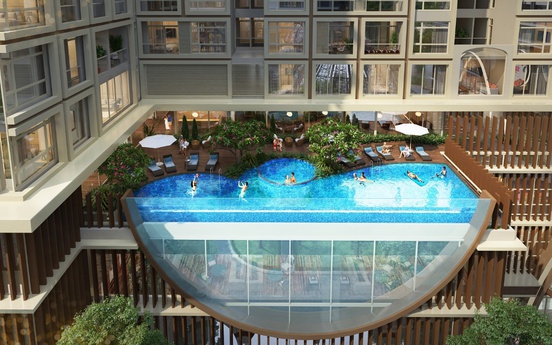 Bể bơi 2 đáy, thiết kế hướng tới sự bền vững tại Hinode City