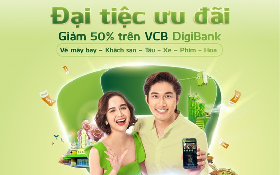 VCB DIGIBANK tung ưu đãi đặt vé máy bay, tàu, xe giảm 50%