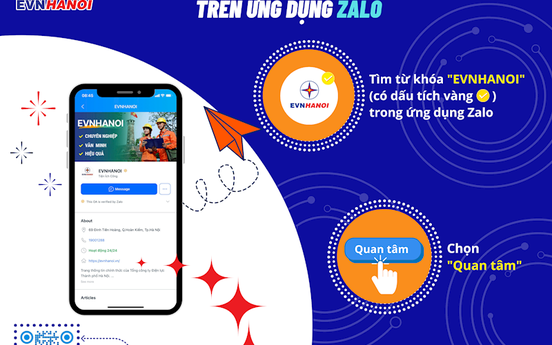 Hà Nội: Khách hàng nhận thông báo tiền điện và thanh toán trên ứng dụng Zalo